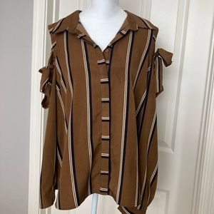 Blu Pepper brown striped button-up